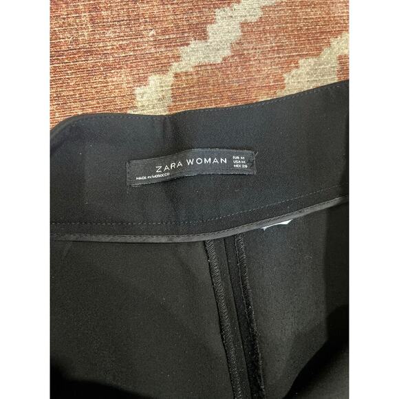 Womens Zara High Waisted Trouser Dress Pants Wide Leg Black Minimalist Medium - Picture 4 of 6